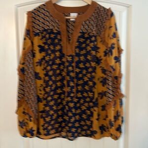 Cabi Women’s Brown and Navy Blouse Size Small